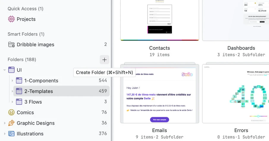 Capture how to create a folder.